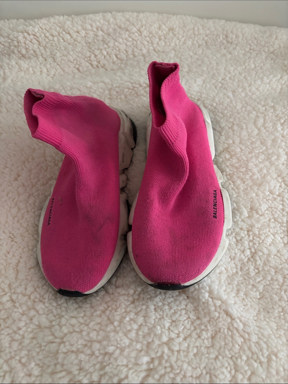Balenciaga Pink Stretch Knit Sock Sneakers